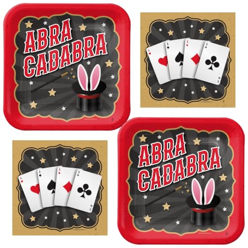 Magic Show Party Supplies Paper Dessert Plates and Napkins, Serves 16