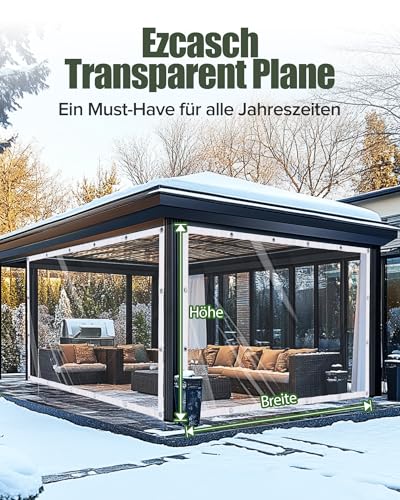 Lona transparente de PVC 2x2m impermeable con ojales para refugio 4
