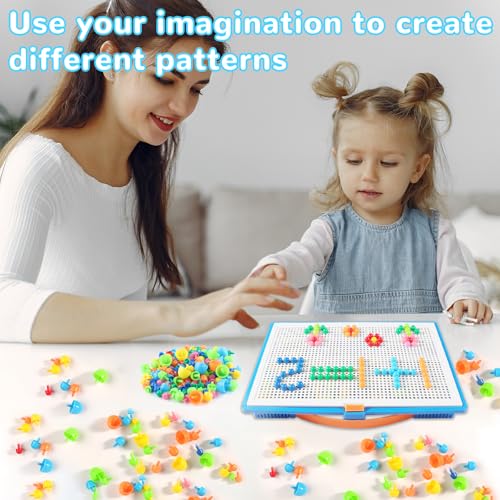 KingYH Mosaik Steckspiel mit 592 Stück Steckperlen für Kinder Bausteine Lernspielzeug Steckspiel Set Bastelset Steckmosaik Pädagogisches Lernspielzeug für Jungen Mädchen ab 2 Jahre Geburtstagsgesc