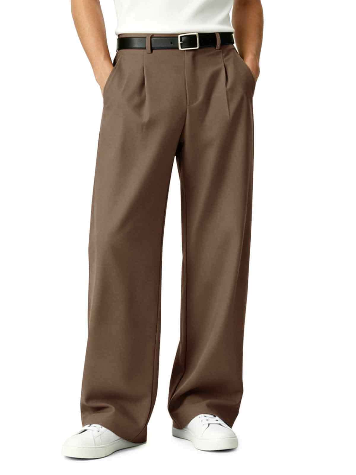 Runcati Mens Baggy Dress Pants Wide Leg Pleated Casual Slacks 30"/32"/34" Old Money Style, Business Work Trousers, Lightweight, Relaxed Fit