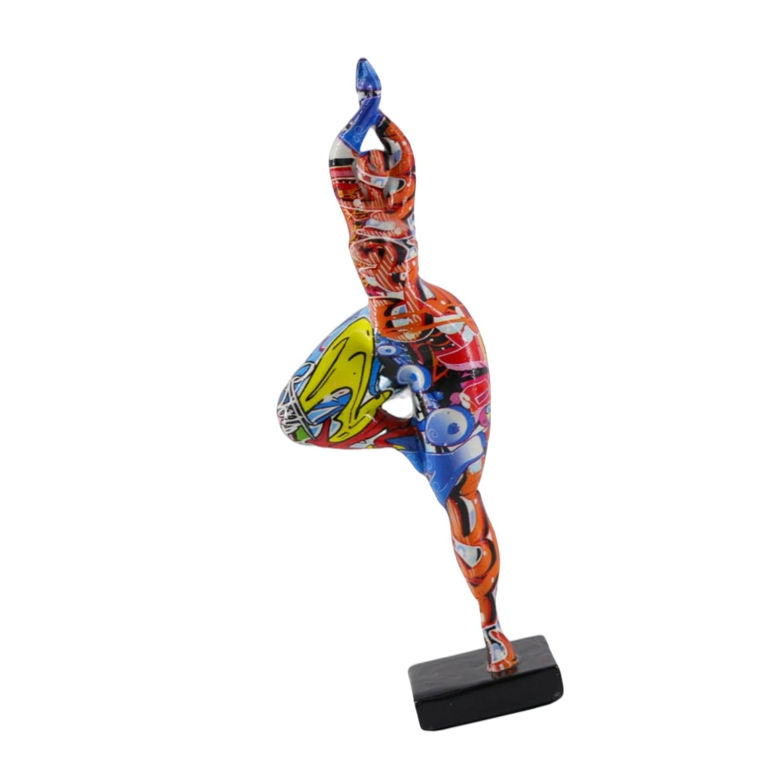 Vdaxvme Abstract Dancer Figurine Graffiti Printing Resin Sculpture for Bookshelves Display Decor Modern Ornament