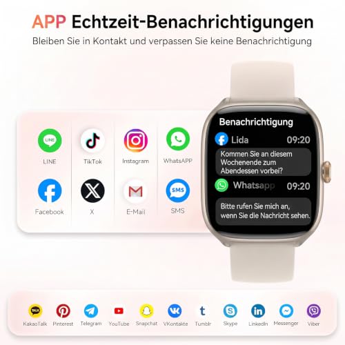 Smartwatch Damen 1,75" AMOLED Fitnessuhr mit Bluetooth Telefonie, 24/7 SPO₂ Herzfrequenz Stress Schlafmonitor… – Ansicht 6
