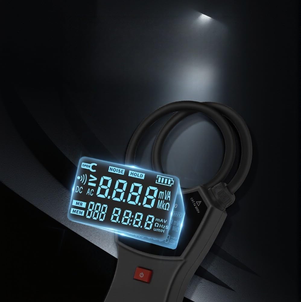 Flexibles Stromzange Messgerät 10000A AC/DC mit Datenlogger - Zangenmultimeter True für rms für Industrie & KFZ - 150mm Spule(A)