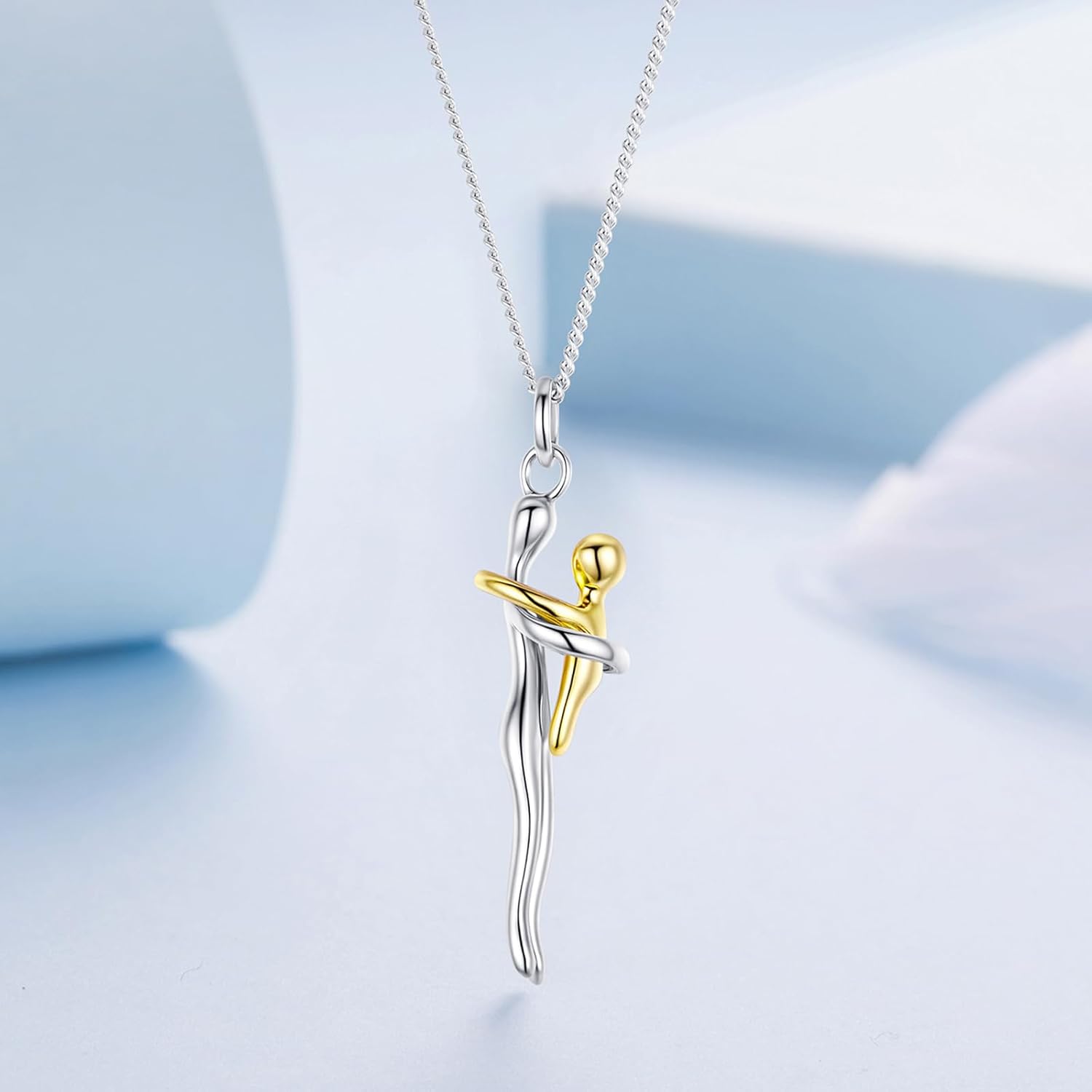 Mother Son Necklace, Mother Daughter Necklace, 925 Sterling Silver Mom Necklace Mother Pendant Necklaces for Mother's Day Birthday Christmas Thanksgiving