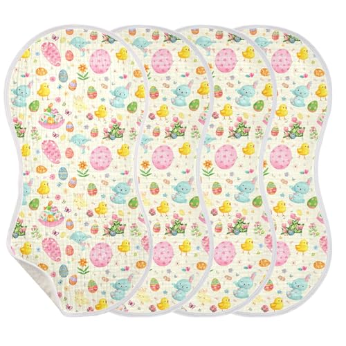 xigua Easter Bunnies Muslin Baby Burp Cloths Set of 2, Super Soft & Absorbent Burping Rags, Cotton Burp Clothes Shower Gift for Newborn, Baby Girls and Boys3