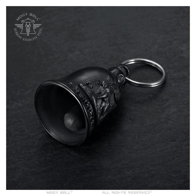 Campanella Moto Lupo Ride with the Spirit - Guardian Bell Acciaio 316L Nero - Portafortuna