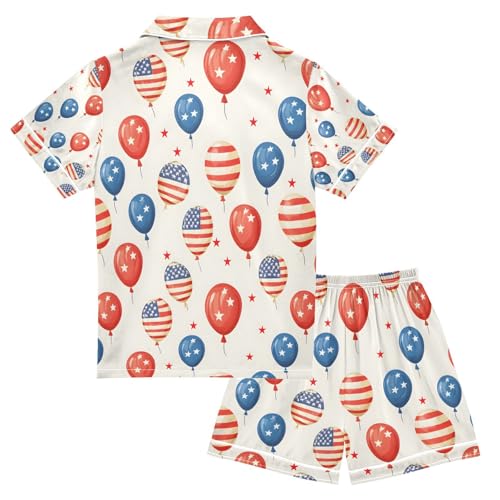 senya Balloon Colorful Satin Summer Pajama Sets Silk Short Sleeve Button Down Sleepwear2