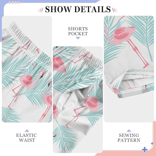 Aloha Flamingo Palm Leaf Boys Long Pants Soft Trousers Elastic Waist Kids Lounge Bottoms with Pockets S-XL4