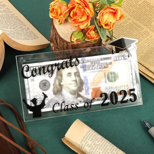 Image of 2025 Graduation Money Holder,Acrylic Graduation Gifts Money Cards Envelope Wallet Gifts for Graduates, High School,Graduation Party Favor Supplies