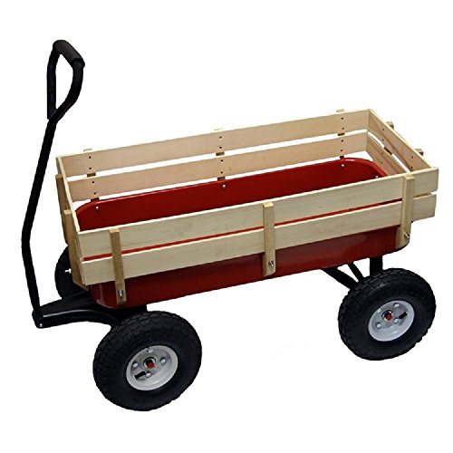 Save %50 Now! 1st Web Sales All Terrain Wagon Big Wheel Garden Red Steel Full Size Wood Cargo Sides ...