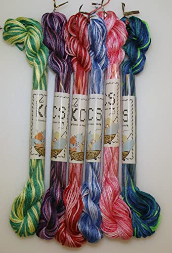 Image of KCS Big skeins of 25 Meters Size 25 Color Variegated Cross Stitch Stranded Threads,6 skeins,03
