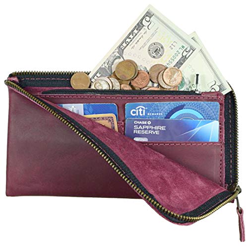 Hide & Drink, Long Zippered Wallet Handmade from Full Grain Leather (Sangria)2