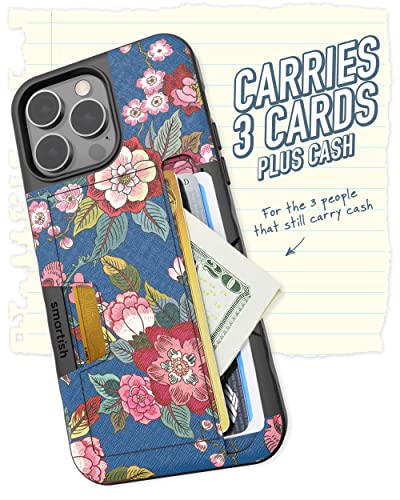 Image of Smartish iPhone 14 Pro Max Wallet Case - Wallet Slayer Vol. 2 [Slim /Protective] Credit Card Holder w /Kickstand Drop Tested Hidden Card Slot Compatible w /Apple iPhone 14 Pro Max - Flirty Flowers