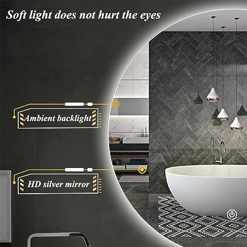 Espejo de pared LED antivaho 120 cm, control táctil para decoración de baño 7
