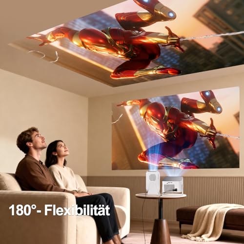 Magcubic Magcubic Mini Beamer 4K & 8K 1080P Unterstützt, Projektor Tragbarer mit WiFi 6 Bluetooth 5.4, Autofokus 6D Auto-Trapezkorrektur, 12W Lautsprecher, 180° Dreh Smart Beamer Heimkino HY350MAX - Designansicht 6 | Tages Deals