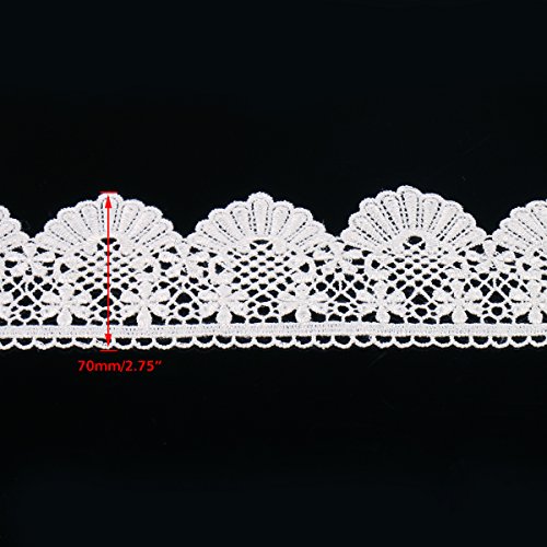 Urbest Lace Trim Fan Tail Durable Polyester Eyelet Lace Ribbon Embroidered Applique For Home Decor Diy Sewing Craft, 2.7 Inch Wide (White, 3 Yard) #TOP1