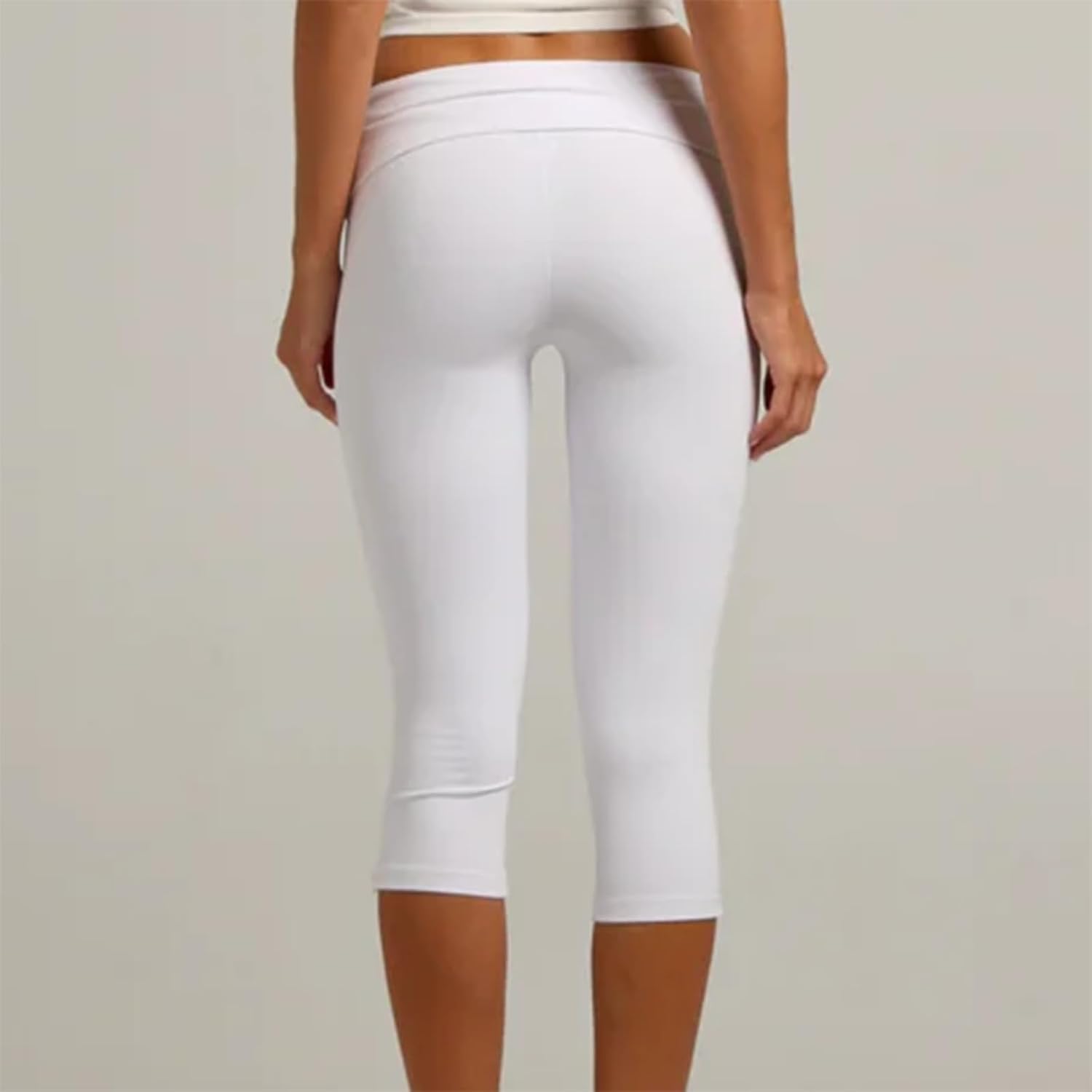 Women's Casual Side Slit Capri Pants Solid Color Slim Fit Knee Length Yoga Leggings Y2k Going Out Cropped Bottoms