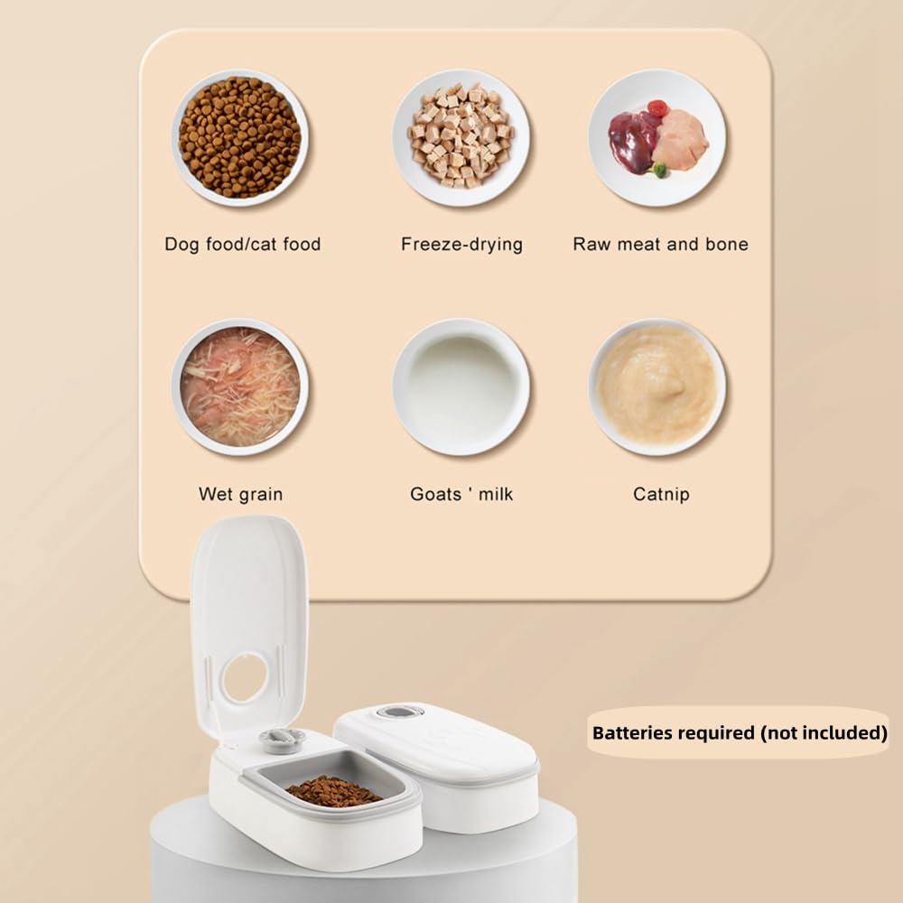 Alimentador automático para 2 Comidas temporizadores Integrados, Dispensador de Comida para Mascotas Gatos Perro para 2 Comidas, Alimentador Adecuado para Alimentos Secos