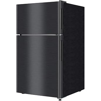MAXZEN JR087ML01 Refrigerator, Compact, Large Capacity, Right Opening, 2 Doors, Width 18.5 inches 47 cm, Living Alone, Upper Freezer, Temperature Adjustment, Heat Resistant Plates, Space Saving, Black, Gun Metallic