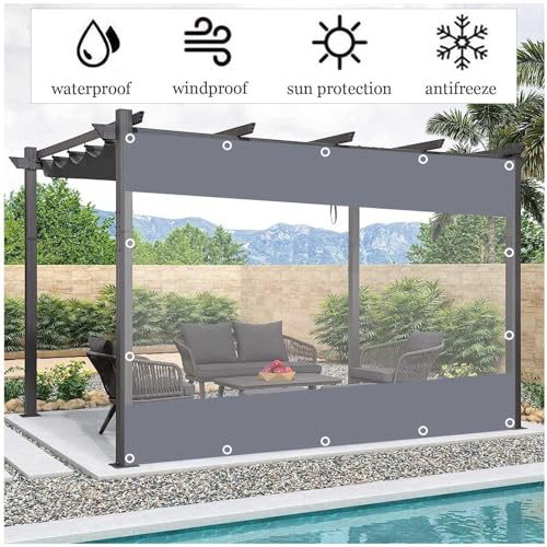 Bâche pergola transparente imperméable 4.8x2m protection gazebo - 3