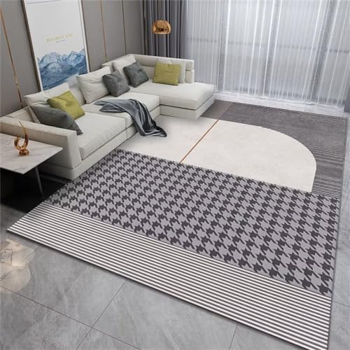 Grand tapis géométrique gris au design moderne et finitions soignées - 2