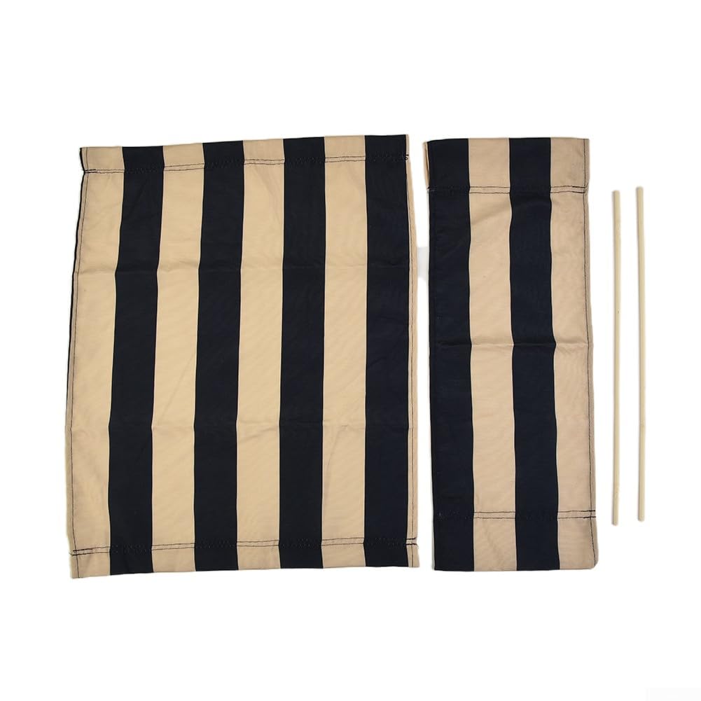 Coprisedili di ricambio in tela, coprisedia da regista, kit per sedie da giardino, stile casual, in tessuto di poliestere navy e bianco (2 set)