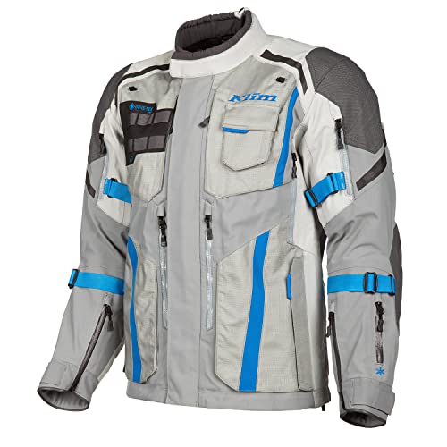 KLIM Men's Badlands Pro Adventure Motorcycle Jacket - 2XL - Cool Gray - Electric Blue Lemonade