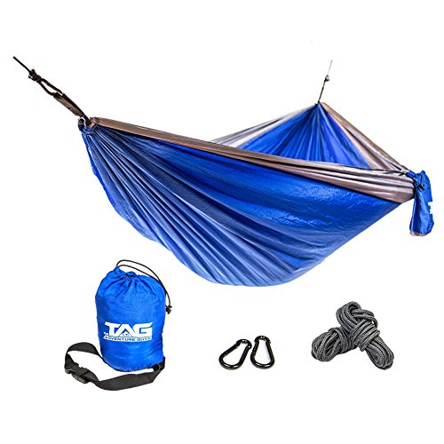 The Adventure Guys Camping Hammock - Double Hammock is Spacious, Lightweight Folding Parachute Portable Hammock is Perfect for Backpacking, Tree, Yard and Outdoor Travel