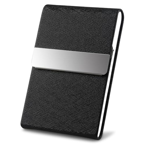DMFLY Professional Business Card Holder, Pocket Business Card Case for Women & Men, PU Leather Multi Card Case, Credit Card Wallet, Name Card Holder with Magnetic Closure