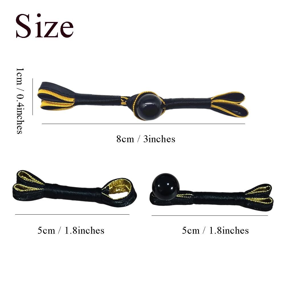 Miupoo Chinese Swallow Tail Buckle Frogs Button,DIY Cardigan Coat Cloak Sweater Cheongsam Buttons,Costumes Outfit Sewing Button for Hanfu Bride,Black,5 Pieces - Image 2