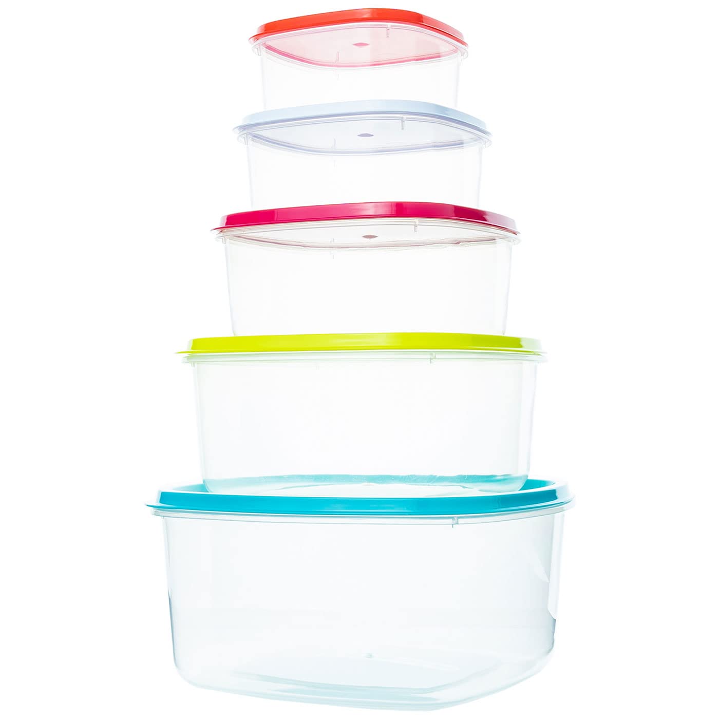 Freshware Lot De 15 Boîtes De Conservation Alimentaire à 1 Compartiment Avec Couvercles, Sans BPA, Empilables, Passent Au Micro-ondes, Lave- Vaisselle, Congélateur (800 Ml