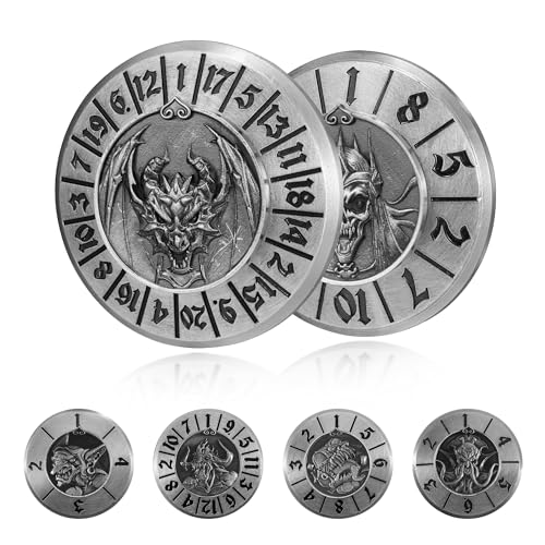 Marsguard DND Spinner Dice Set 6 Pcs, Metal Role Playing Fidget Spinner for Tabletop Games for TTRPG Dungeons and Dragons with Collectible Tin (Silver)