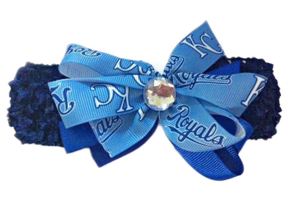 Royals Baby Girl Boutique Bow Crocheted Headband. Fits Newborn- Adult