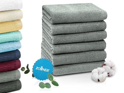 ZOLLNER 6er Set Handtücher in 50x100 cm - saugstarke und weiche...