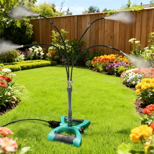 Image of HASTHIP 10 Meters Misting System, Water Sprinkler for Garden, Flexible Multi-Nozzle Water Spraying, Garden Cooling System, Irrigation System for Plants for Patio, Garden, Backyard