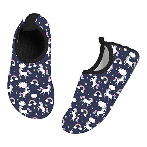 SILITHUS Rainbow Horse Kids Water Shoes Non-Slip Quick Dry Swim Barefoot Beach Aqua Pool Socks for Boys & Girls Toddler 13.5-1.5 Little Kid