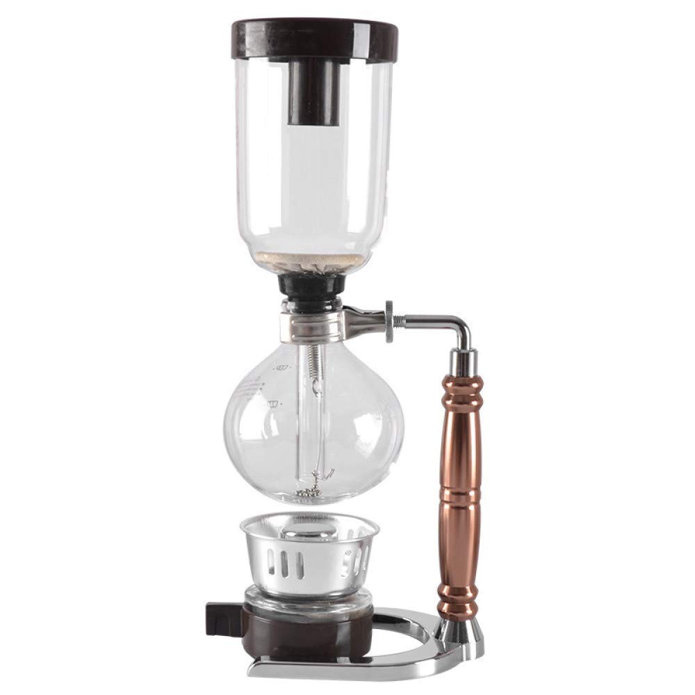 CUNTO TEmkin Moka, Caffettiera a sifone Caffettiera a sifone Caffettiera sottovuoto Tipo di vetro Filtro per macchina da caffè 3 tazze, Oro (Argento) (Argento)