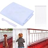 【GRAN MATERIAL】: esté hecho de un material de tela de acero resistente al agua de malla gruesa y resistente, resistente a tirones y rasgaduras, firme para usar en las escaleras de balcones interiores y exteriores para mantener la seguridad del bebé.