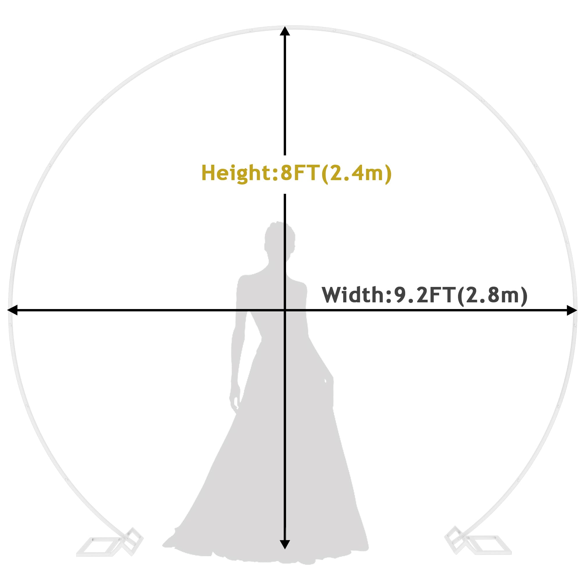Wokceer Arche de Mariage Ronde de 2,7 m - Arches de Mariage pour cérémonie | Arches de fond rondes en métal blanc pour décoration de cérémonie, fête d'anniversaire, fête prénuptiale