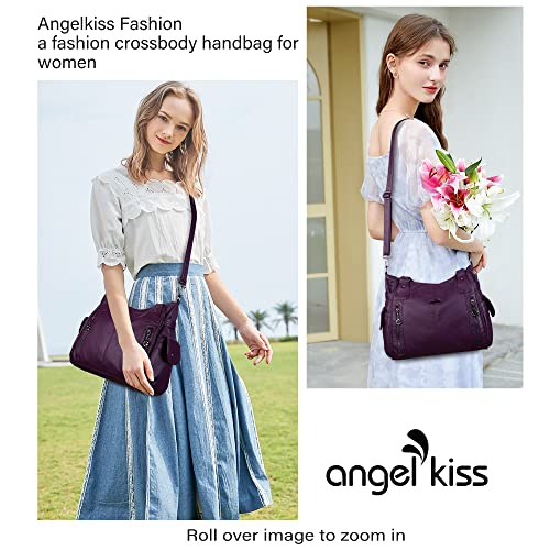 Image of Angel Kiss Handbags for Womens Top-Handle Hobo Purse Roomy Casual Shoulder Bags PU Tote Satchel Purse for Women