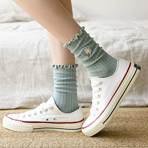 5 Pairs Women Comfortable Crew Soft Slouch Knit Cotton Socks ,5-10 W81 (solid color)