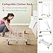 Tajsoon Clothing Rack Heavy Duty Clothes Racks Foldable Garment Rack with Wheels and Extendable Rod, Collapsible Clothing Rack Max Capacity 250lbs, Industrial Rolling Racks with Bottom Shelf, Chrome