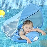 HECCEI Mambobaby Baby Shark Swim Float with Canopy Solid Pool Infant Swim Trainer Swimming Training