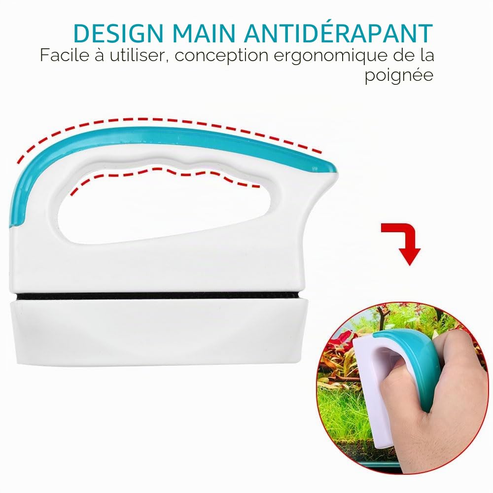 Flintronic Aimant de Nettoyage pour Aquarium, Brosse de Nettoyage Magnétique, Lave Vitre Magnétique, Nettoyeur Verre Fenêtre pour Masion, Aquariums, Bocal Poisson