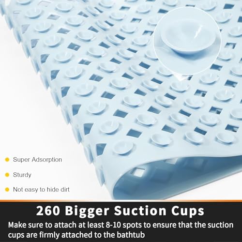 Image of Door mat Bathroom mats Anti Slip for Entrance Floor Foot Skid Bathtub Bath Shower Suction Cups (Blue 70x40cm)