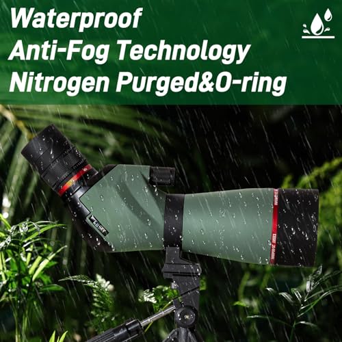 Image of Gosky Spotting Scope, 20-60x60 Spotting Scopes for Target Shooting & Hunting & Bird Watching, BAK4 High Definition, Angled Spotter Scope with Tripod, Phone Holder, Carrying Bag