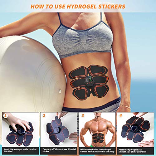 Flameer Estimulador Abdominal USB Recarregável Abs Braço Pernas Shaper Toner Training Belt