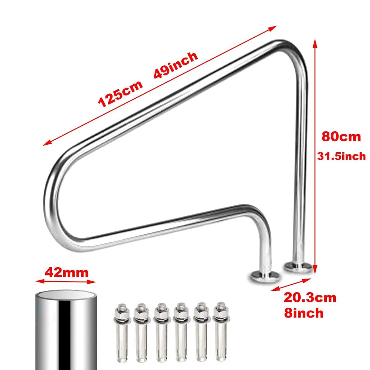 Edelstahl Schwimmbad Handlauf Einstiegshilfe, Humanisierte Pool Haltegriff, Für Indoor Outdoor Spa Garten Hinterhof Inground Pools, Mit Zubehör (Size : 1 Pack)