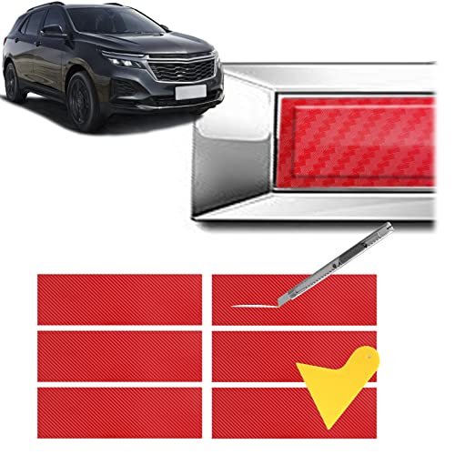 Image of QianBao Compatible with Carbon Fiber Vinyl Wrap 11.8 inch x 4 inch Chevy Bowtie Emblem Wrap Kit with Spatula and Cutter 6 Pcs Universal Logo Overlay Red