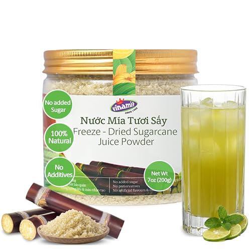 Vinamit Freeze-Dried Sugarcane Juice Powder | Naturally Sweet 100% | 7 oz / 200g Resealable Can | Vegan, Non-GMO, No Additives | Rich in Minerals & Electrolytes | Perfect for Coffee, Baking, Cooking & Drinks